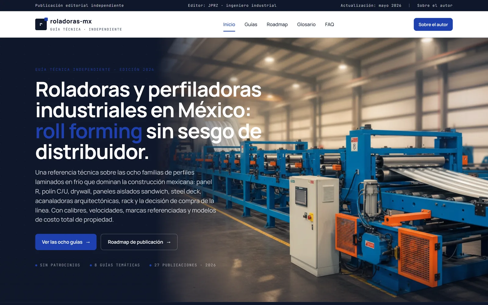 Portada del sitio: Roladoras MX